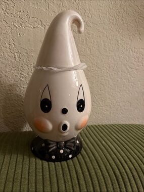 Ceramic Ghost Treat Jar in White and Black